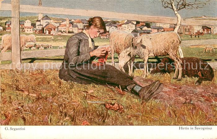 Segantini Giovanni Bruckmanns Bildkarte Nr.32 Hirtin in Savognino