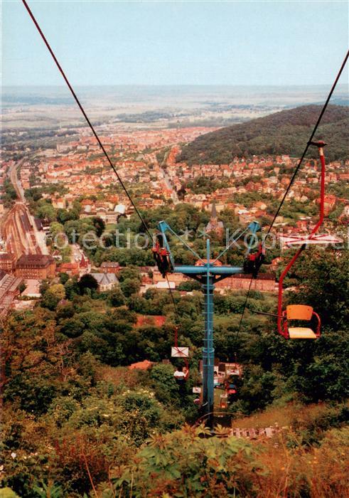 Sessellift Chairlift Telesiege Rosstrappe mit Blick auf Thale Harz