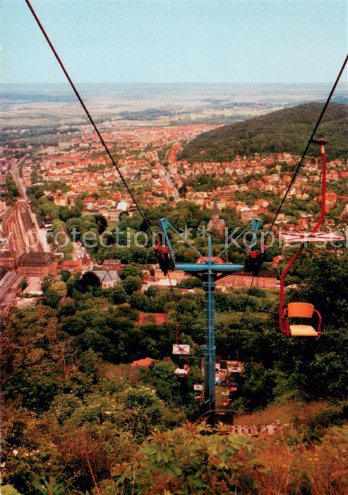 Sessellift Chairlift Telesiege Rosstrappe mit blick auf Thale Harz