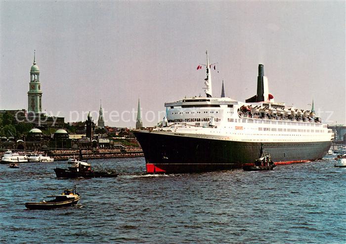 Dampfer Oceanliner Hamburg Hafen mit Queen Elizabeth 2