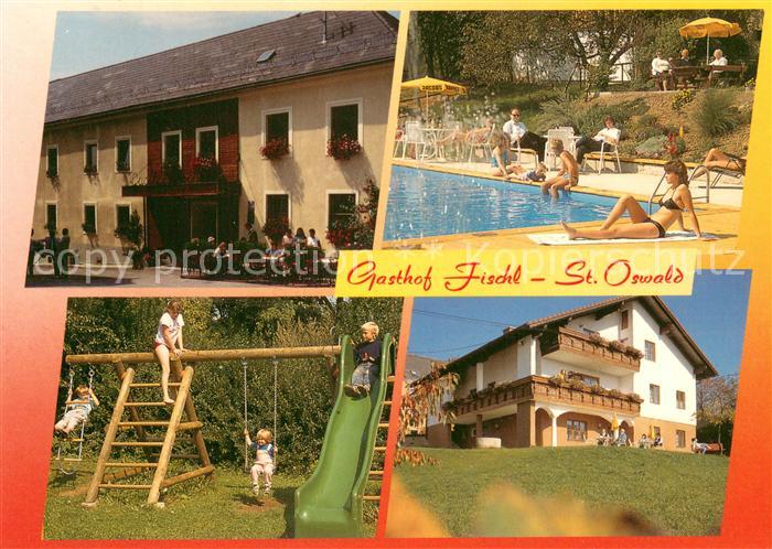 St Oswald Niederoesterreich Gasthof Pension Fischl Pool Spielplatz