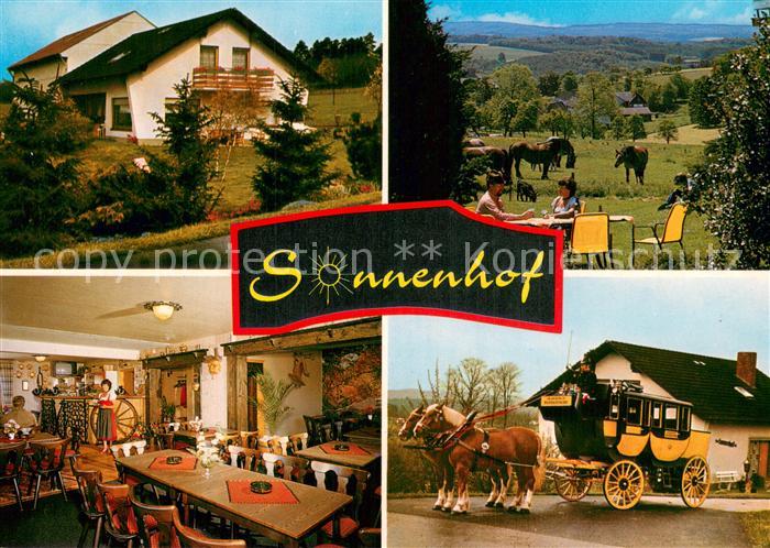 Geringhausen Gasthof Sonnenhof Gaststube Panorama Pferdekutsche