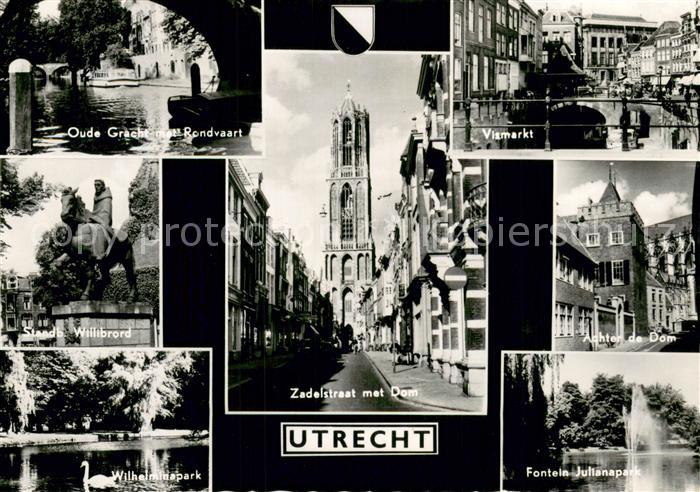 Utrecht Gracht Denkmal Willibrord Wilhelminapark Zadelstraat Dom Vismarkt Fontei