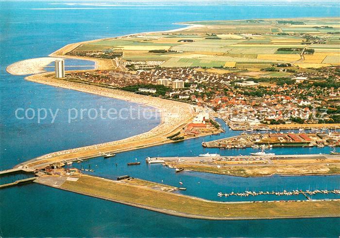 Buesum Nordseebad Hafenanlagen Ort und Korbstrand Nordseeheilbad