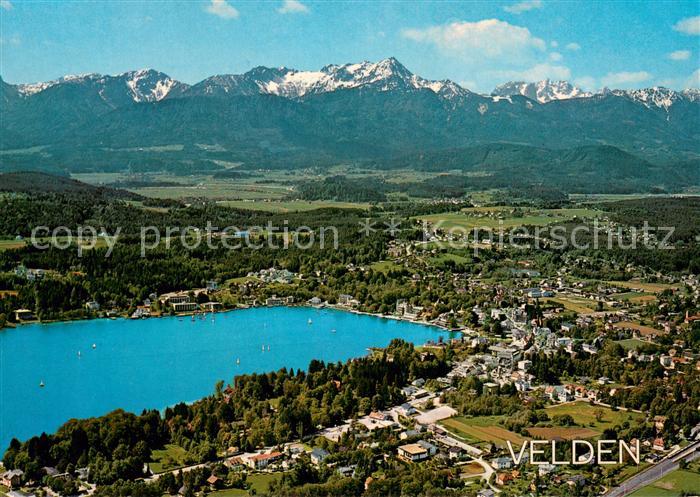 Velden Woerthersee AT Panorama mit Mittagskogel und Julische Alpen