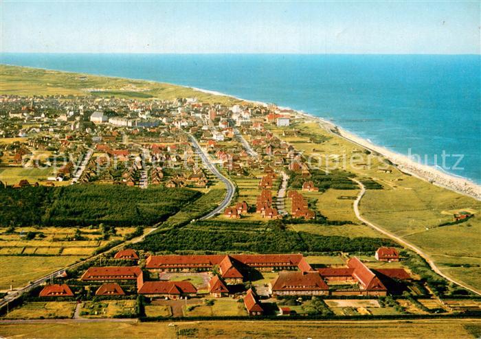 Westerland Sylt Nordseesanatorium mit Stadt und Strandblick Fliegeraufnahme