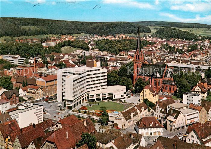 Heidenheim Brenz Fliegeraufnahme mit Rathaus Kirche und Stadtmitte