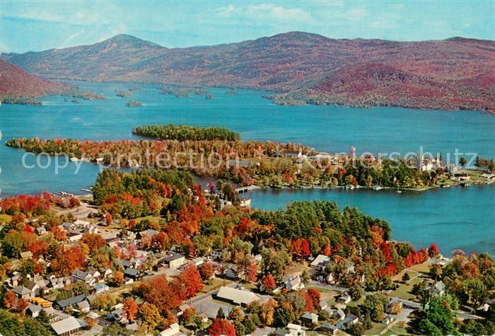 Bolton Landing NY Air view on Lake George