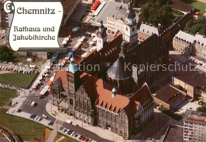 CHEMNITZ Sachsen Rathaus und Jakobikirche Fliegeraufnahme