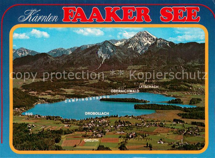 Faakersee Kaernten AT Fliegeraufnahme mit Mittagskogel