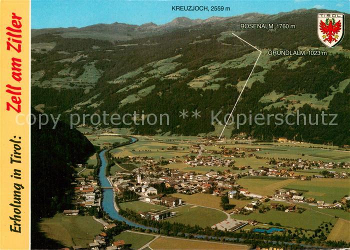 Zell Ziller Tirol Fliegeraufnahme mit Kreuzjoch