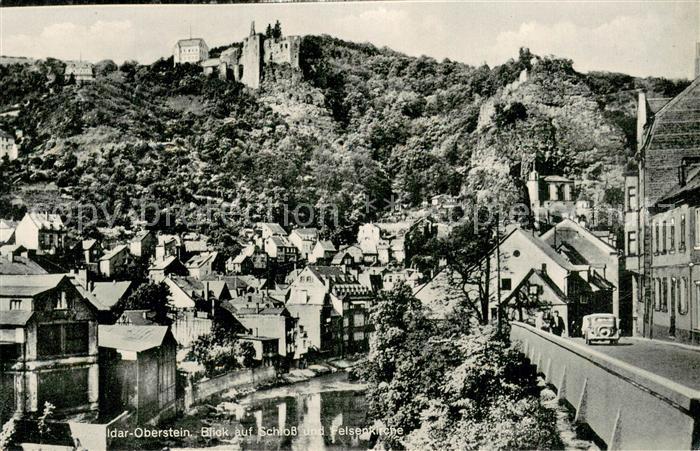 Idar-Oberstein Blick auf Schloss und Felsenkirche