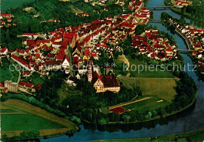 Donauwoerth Hist Stadtkern und Zusammenfluss von Donau und Woernitz Fliegeraufna