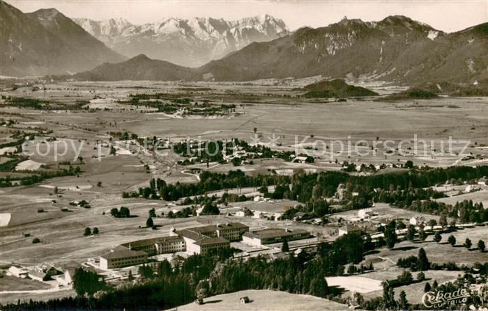 Murnau Staffelsee Hermann Schramm Haus mit Zugspitze Fliegeraufnahme