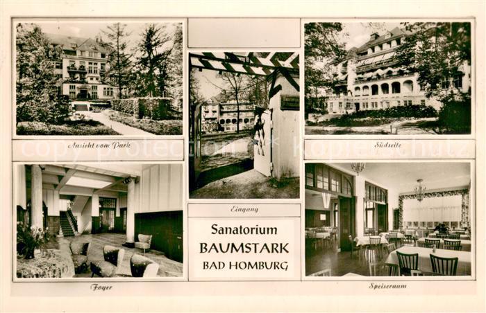 Bad Homburg Sanatorium Baumstark Park Eingang Suedseite Foyer Speiseraum