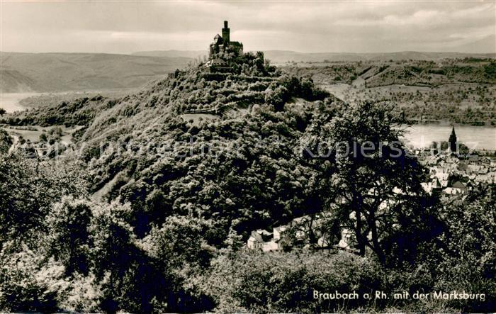 Braubach Rhein Fliegeraufnahme mit der Marksburg