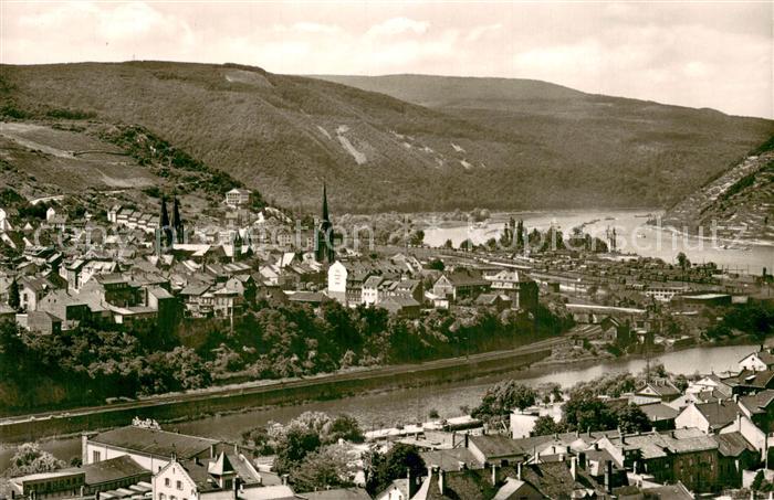 Bingen Rhein Fliegeraufnahme mit Blick nach Bingerbrueck und dem Maeuseturm