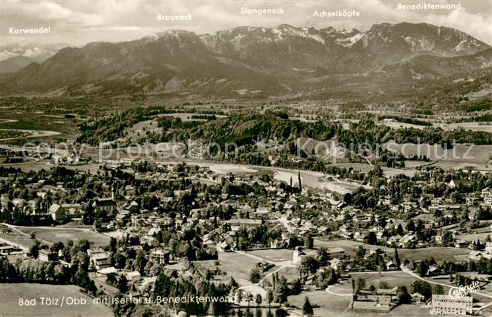 Bad Toelz Fliegeraufnahme mit Isartal und Benediktenwand