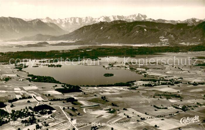 Staffelsee mit Wetterstein und Zugspitze Fliegeraufnahme