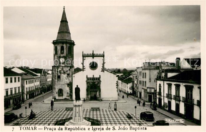 Tomar PT Praca da Republica e Igreja de S Joao Baptiste