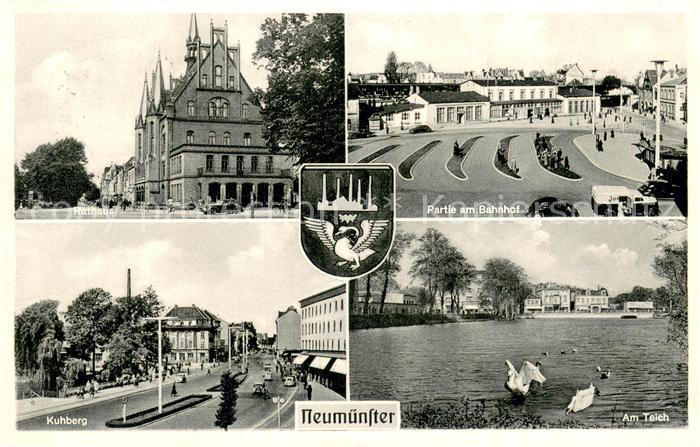 Neumuenster  Schleswig-Holstein Rathaus Partie am Bahnhof Kuhberg Am Teich