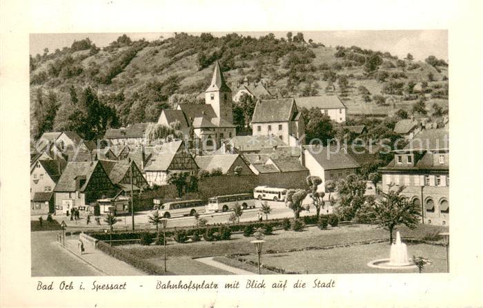 Bad Orb Bahnhofsplatz mit Stadtblick