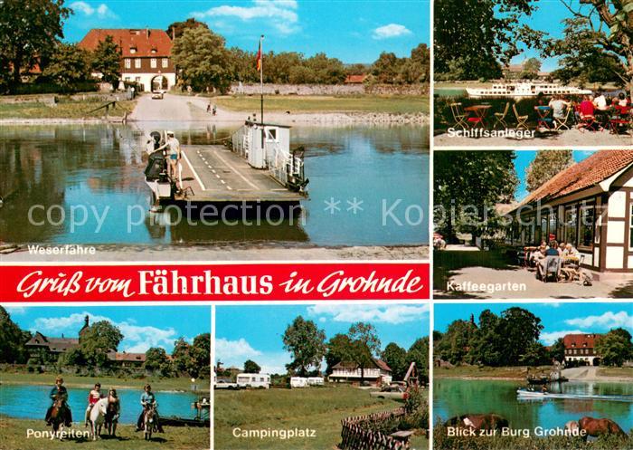 Grohnde Weserfaehre Ponyreiten Campingplatz Schiffsanleger Kaffeegarten Burg Gro