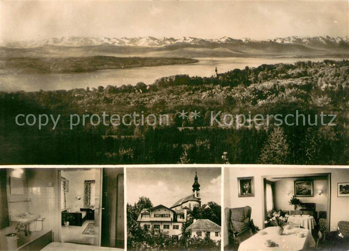 Starnbergersee Panorama Gaesteheim Maria Zimmer Gaststube Kirche