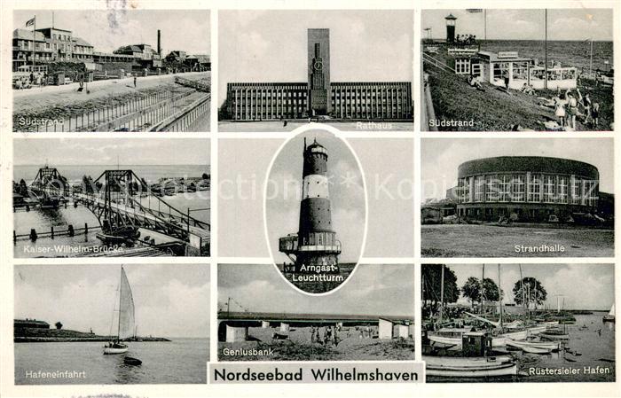 Wilhelmshaven CITY Suedstrand Kaiser Wilh Bruecke Hafeneinfahrt Rathaus Arngas
