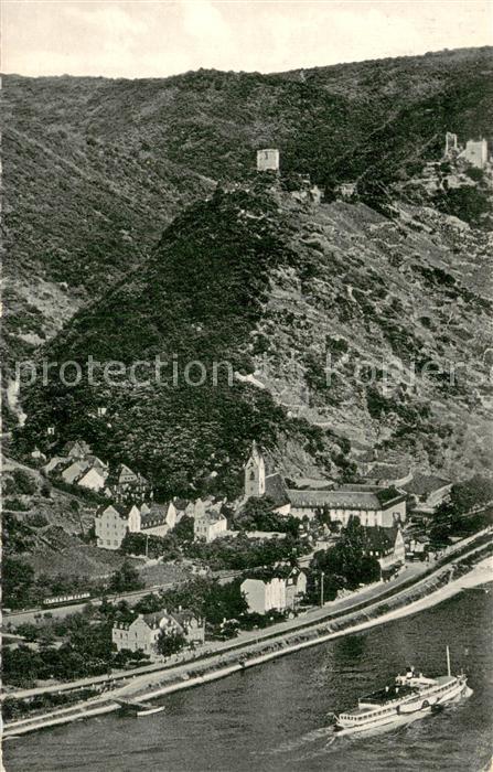 Bornhofen Kamp Rhein mit Ruinen Herrenberg und Liebenstein