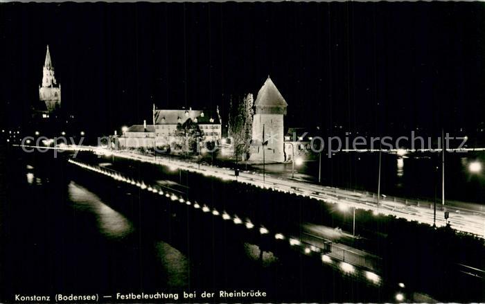 Konstanz Bodensee Rheinbruecke in Festbeleuchtung