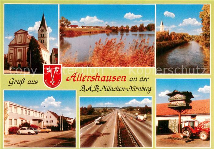 Allershausen Teilansichten Kirche Landwirtschaft BAB Muenchen Nuernberg