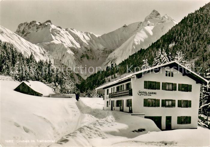 Gruben Oberstdorf Cafe Hotel Garni im Trettachtal Winterlandschaft Allgaeuer Alp