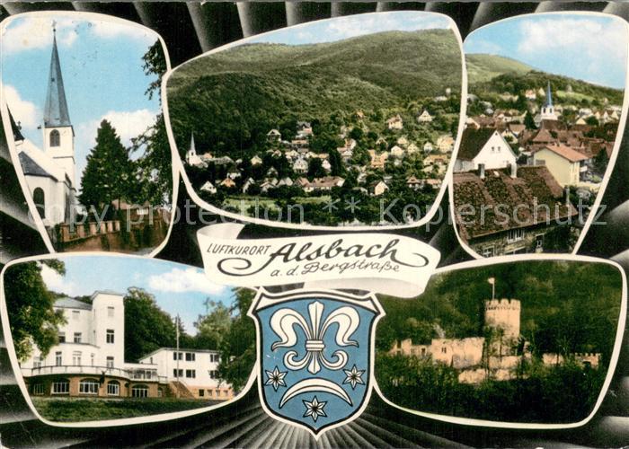 Alsbach Bergstrasse Teilansichten Kirche Burgruine Wappen