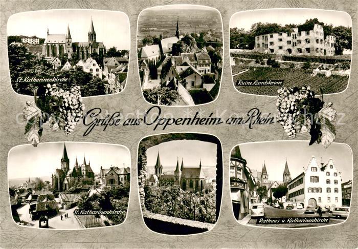 Oppenheim Kirche Ruine Landskrone Rathaus Bromsilber