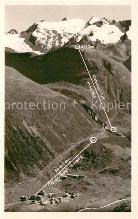 Obergurgl Soelden oetztal Tirol Gesamtansicht m. Gletscher-Lift Sesselbahn-Linie