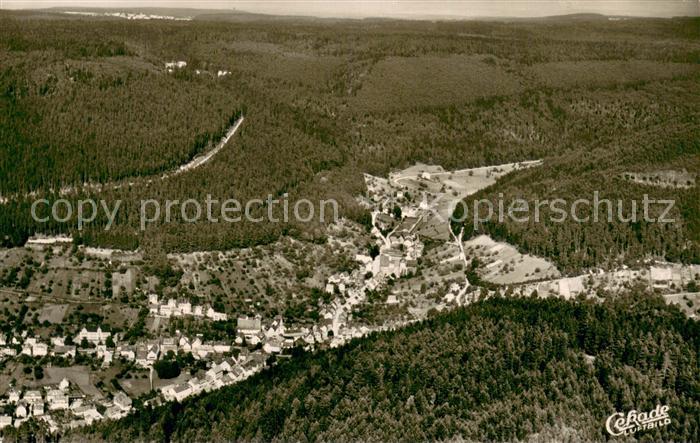 Calmbach Enz Fliegeraufnahme Totalansicht m. Charlottenhoehe u. Schoemberg