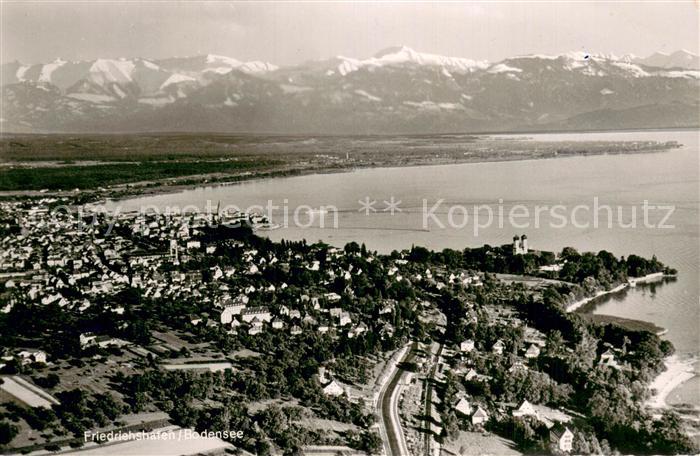 Friedrichshafen Bodensee Fliegeraufnahme Panorama m. Alpen