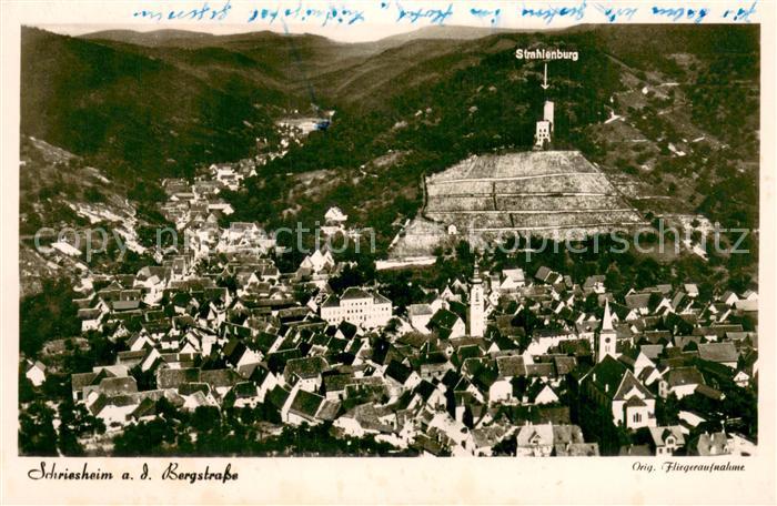 Schriesheim Fliegeraufnahme Gesamtansicht m. Strahlenburg