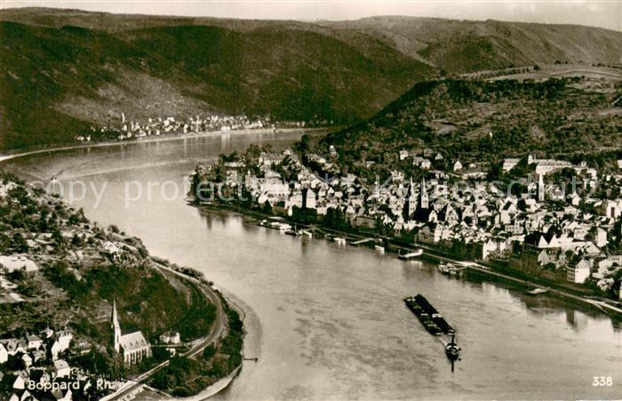 Boppard Rhein Fliegeraufnahme Gesamtansicht m. Rhein