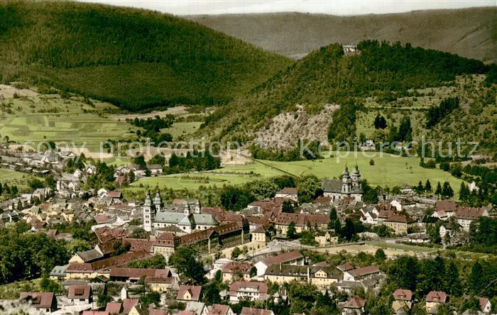 Amorbach Miltenberg Fliegeraufnahme Teilansicht Odenwald