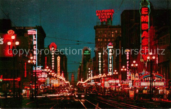 San Francisco California Market Street at Night