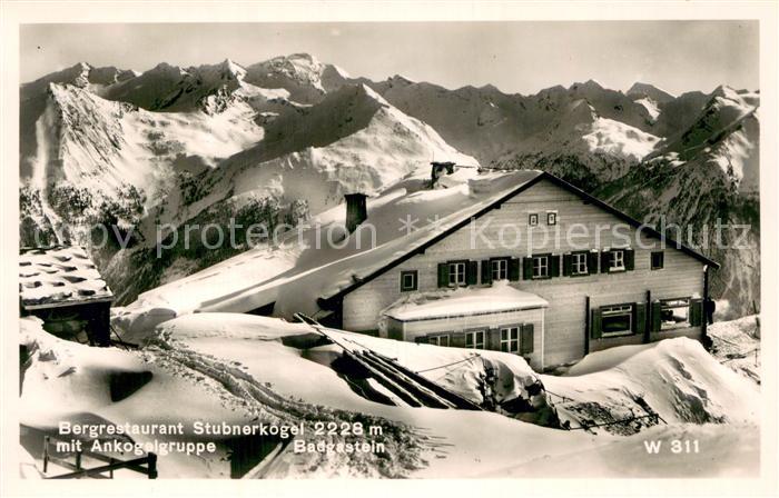 Badgastein Bergrestaurant Stubnerkogel Winter Schnee m. Ankogelgruppe