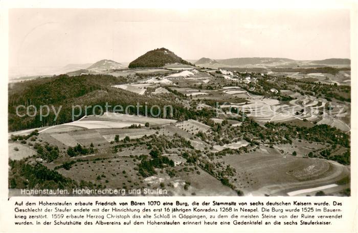 Hohenstaufen Fliegeraufnahme Hohenrechberg u. Staufen