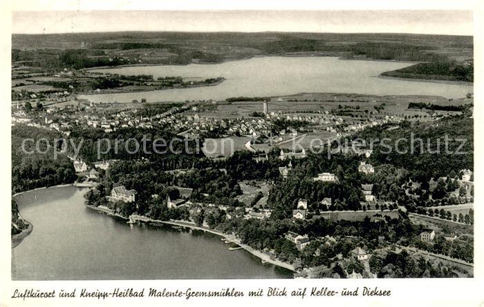 Malente-Gremsmuehlen Fliegeraufnahme Gesamtansicht m. Keller- u. Dieksee
