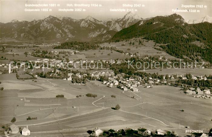 Pfronten Ostallgaeu Bayern Fliegeraufnahme Panorama m. Zugspitze Hochplatte