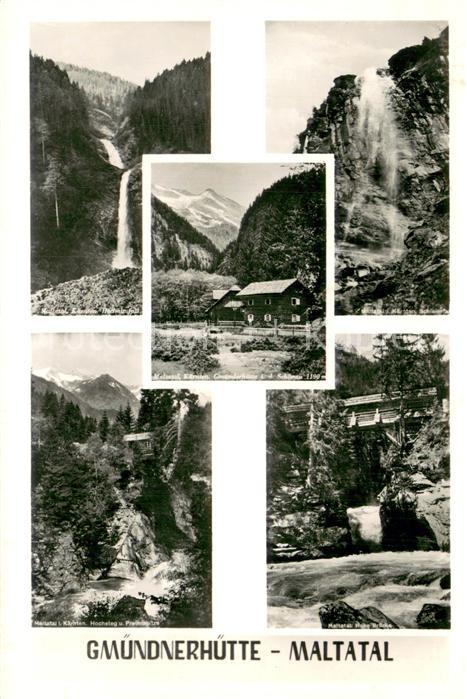 Maltatal Kaernten Gmuendnerhuette Aussenansicht m. Wasserfaellen