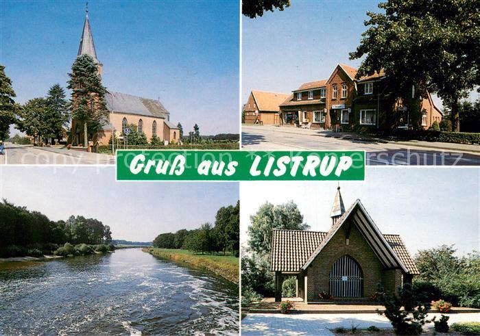 Listrup Kirche Kapelle Fluss Gaststaette u. Centra-Markt Hagspihl