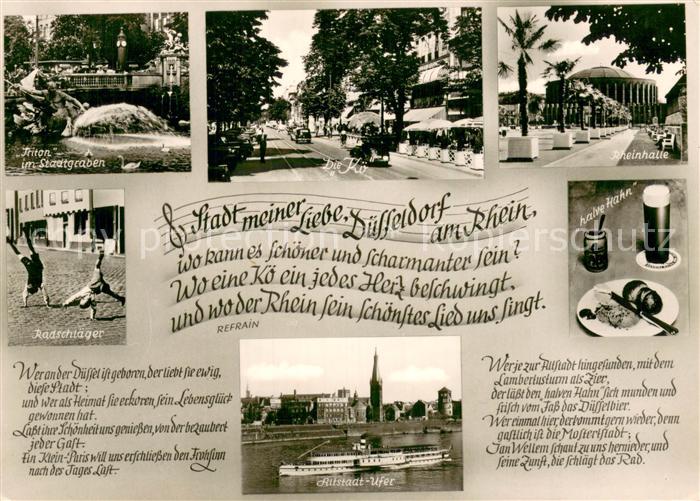 DuessELDORF CITY Triton im Stadtgarten Rheinhalle Radschlager Austadt-Ufer