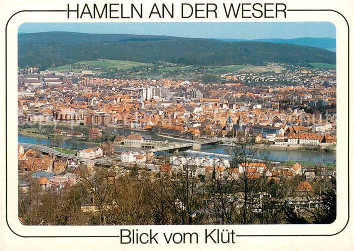 Hameln Weser Blick vom Kluet Teilansicht m. Weser